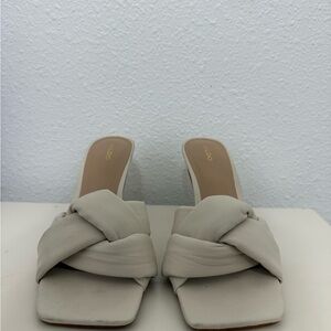 Aldo Cream Mules with Twisted Design